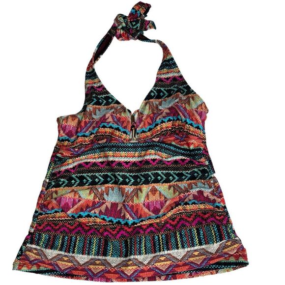 La Blanca Tribal Halter Tankini swimsuit Set, multicolor, Size 6 - Picture 11 of 11